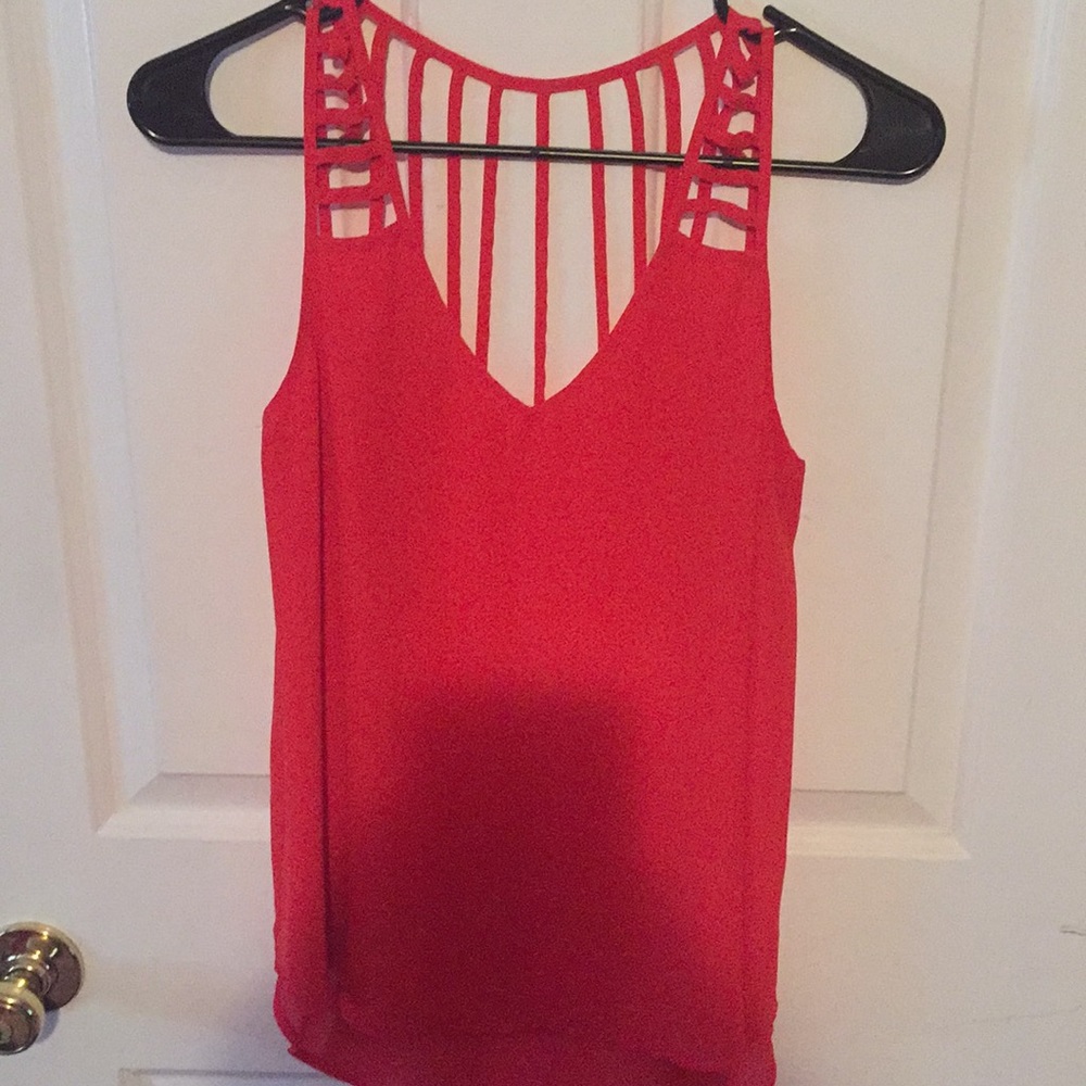 Red flowy top